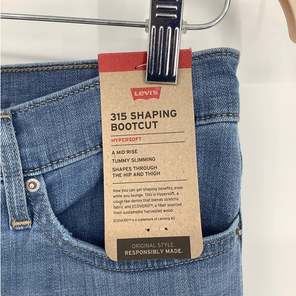 Levis Women's 28 Blue Light Wash Denim 315 Shaping Bootcut Jeans Mid Rise L3-3 - Picture 5 of 9